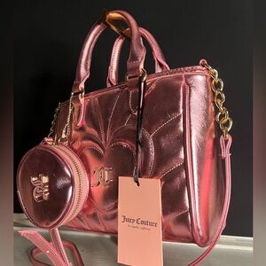 Juicy Couture Only You Metallic Pink Blush Handbag Chain Strap NWT